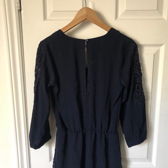 Navy Lace Long Sleeve Romper - Picture 8 of 10